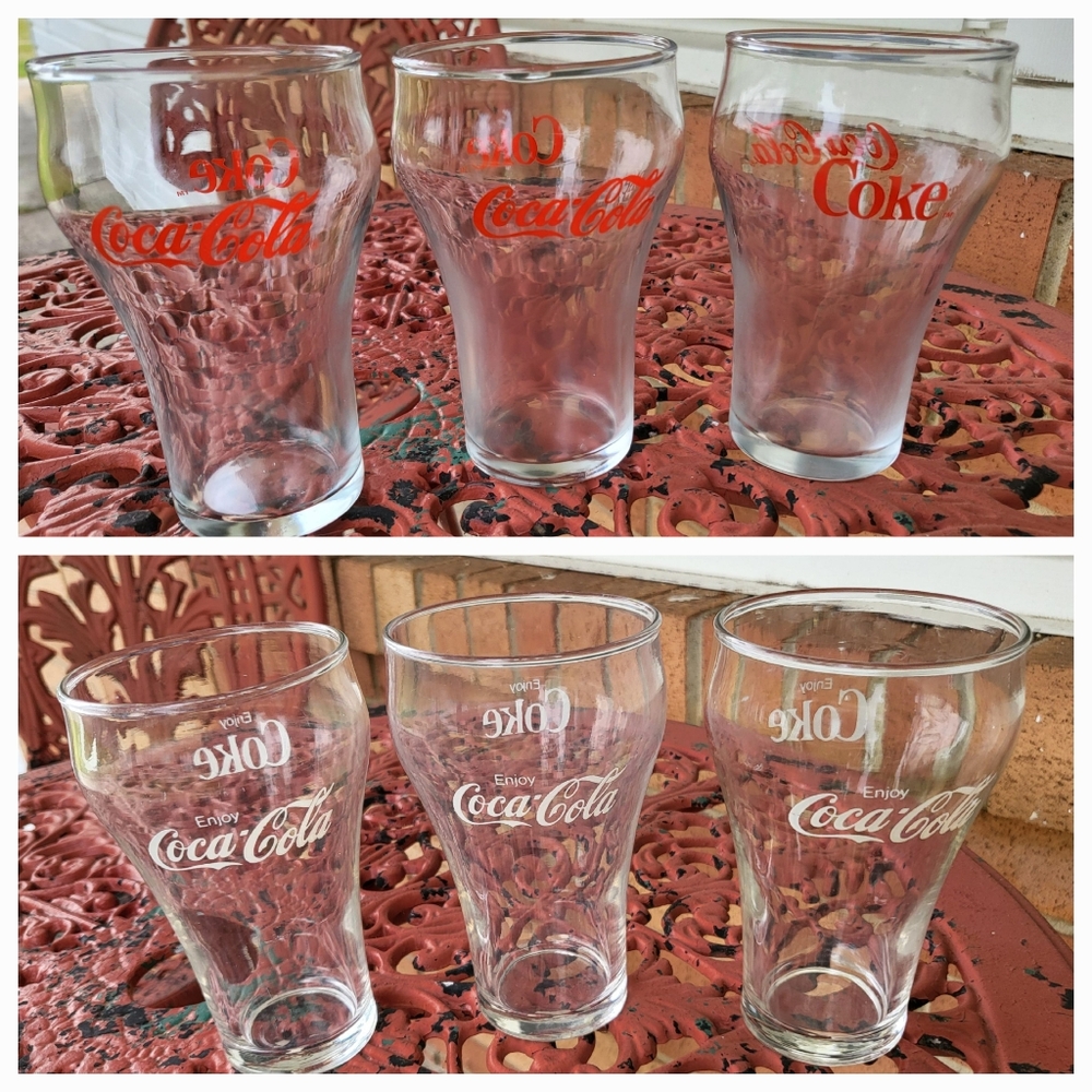VTG Coca Cola Red and White Drinkware Set Of 6